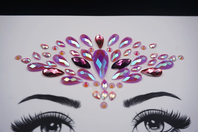 Pink Face Jewels - Rhinestone Stickers for Women | Temporary Makeup Gems for Festivals & Raves