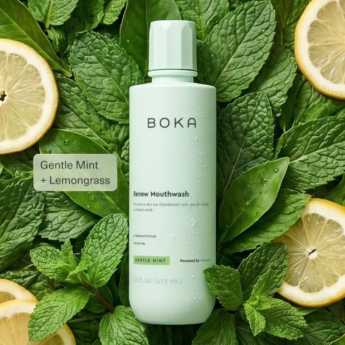Boka Renew Gentle Mint & Lemongrass Mouthwash 16 fl oz – 1 Pack, pH-Balanced, Fluoride-Free