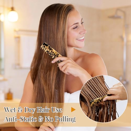 Auseibeely 2 Pack Large Wide Tooth Hair Comb with Initial K - Tortoise Cellulose Acetate, Detangler for Thick Curly Wet & Dry Hair