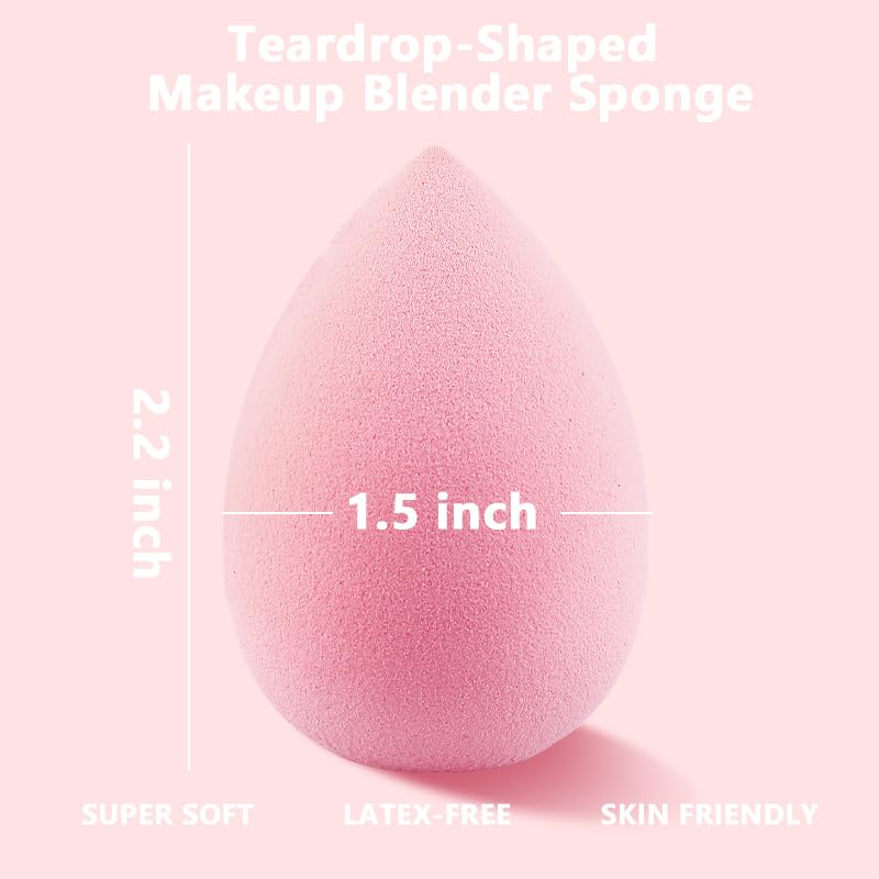 Makeup Sponge Set - 6 Latex-Free Blending Sponges in Pink