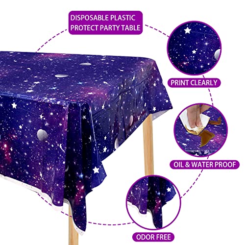 Galaxy Starry Night Table Covers - 4 Pack Plastic Tablecloths
