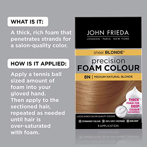 John Frieda Precision Foam Colour 8N - Medium Natural Blonde, 1 Application