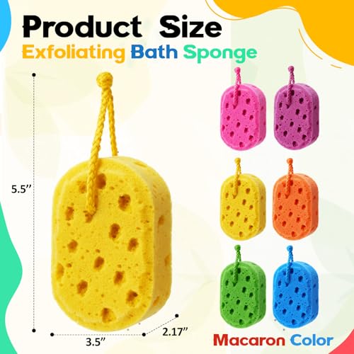 Bright Color FoldTier 12 Pcs Exfoliating Bath Sponges Loofahs for Women Reusable Soft Body Scrubbers