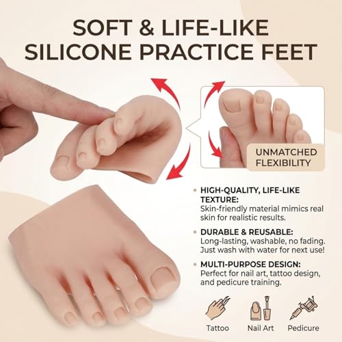 Medium Skin Color Fake Foot Model for Nail Art Practice