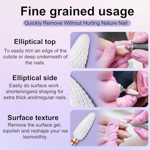 FANTEXY Fine Ceramic Nail Drill Bit, 3/32" Shank - 2 Pack (Red)