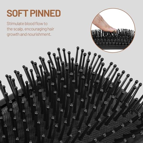 2-Pack Black Paddle Detangler Brush for All Hair Types - Wet & Dry