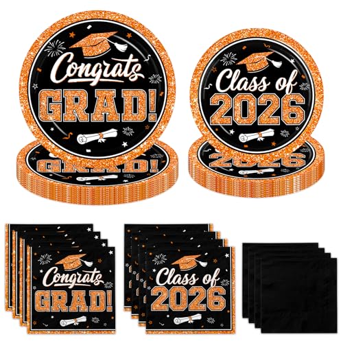 Class of 2026 Graduation Party Plates and Napkins Set for 50