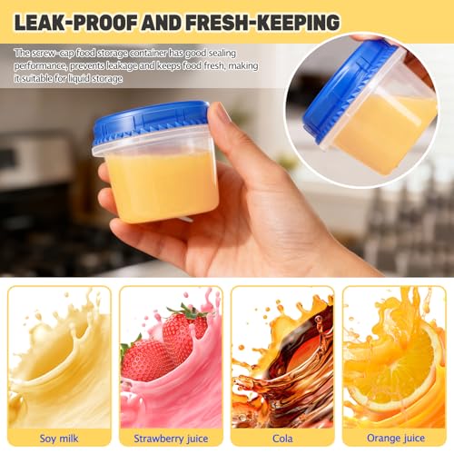 12-Pack Stackable 6 Oz Freezer Containers with Screw-On Lids