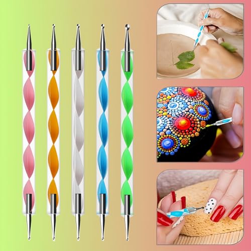 5Pcs Dual-Tipped Nail Art Pens - Professional Dotting Tools for Nail Design