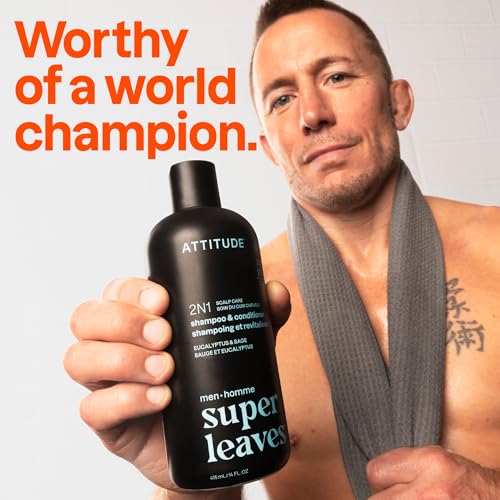 ATTITUDE 2-in-1 Men's Shampoo & Conditioner for Oily Hair, EWG Verified, 14 Fl Oz