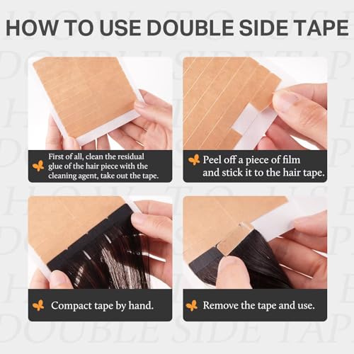 DOORES Hair Extension Tape Tabs - 48 Pcs Invisible Double Sided Adhesive