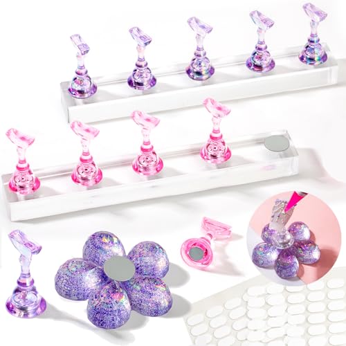 Haozher Nail Stand Set - 2 Acrylic Holders for Nail Art & Practice