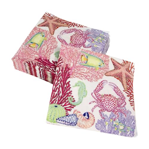 Caspari Under the Sea Triple-Ply Cocktail Napkins - 20 Pack