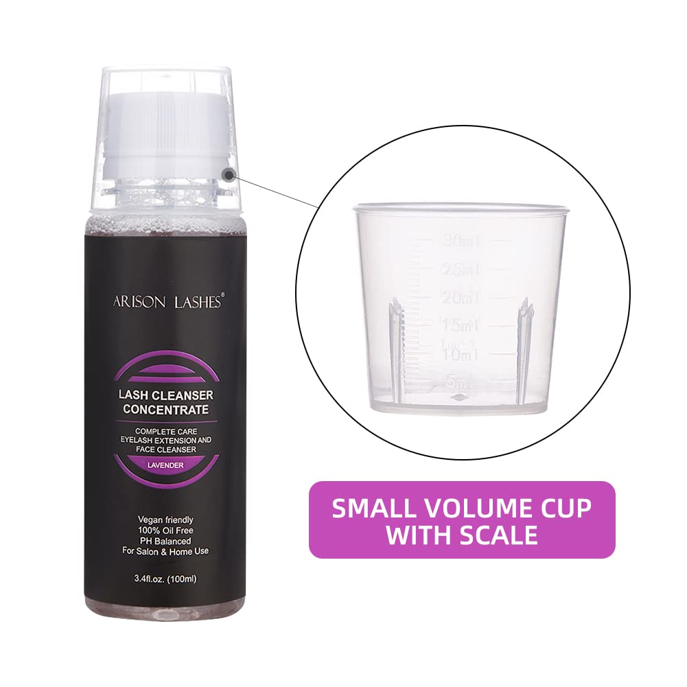 Eyelash Cleanser Concentrate 100ml Lash Extensions Shampoo Natural Foaming Cleanser DIY Non-lrritating Wash for Salon Home Care-Makes 20 Bottles 60ml lash Shampoo (Lavender)