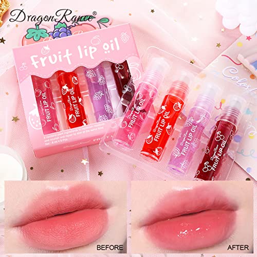 4-Pack Fruit-Flavored Lip Gloss Set - Moisturizing Roller Ball
