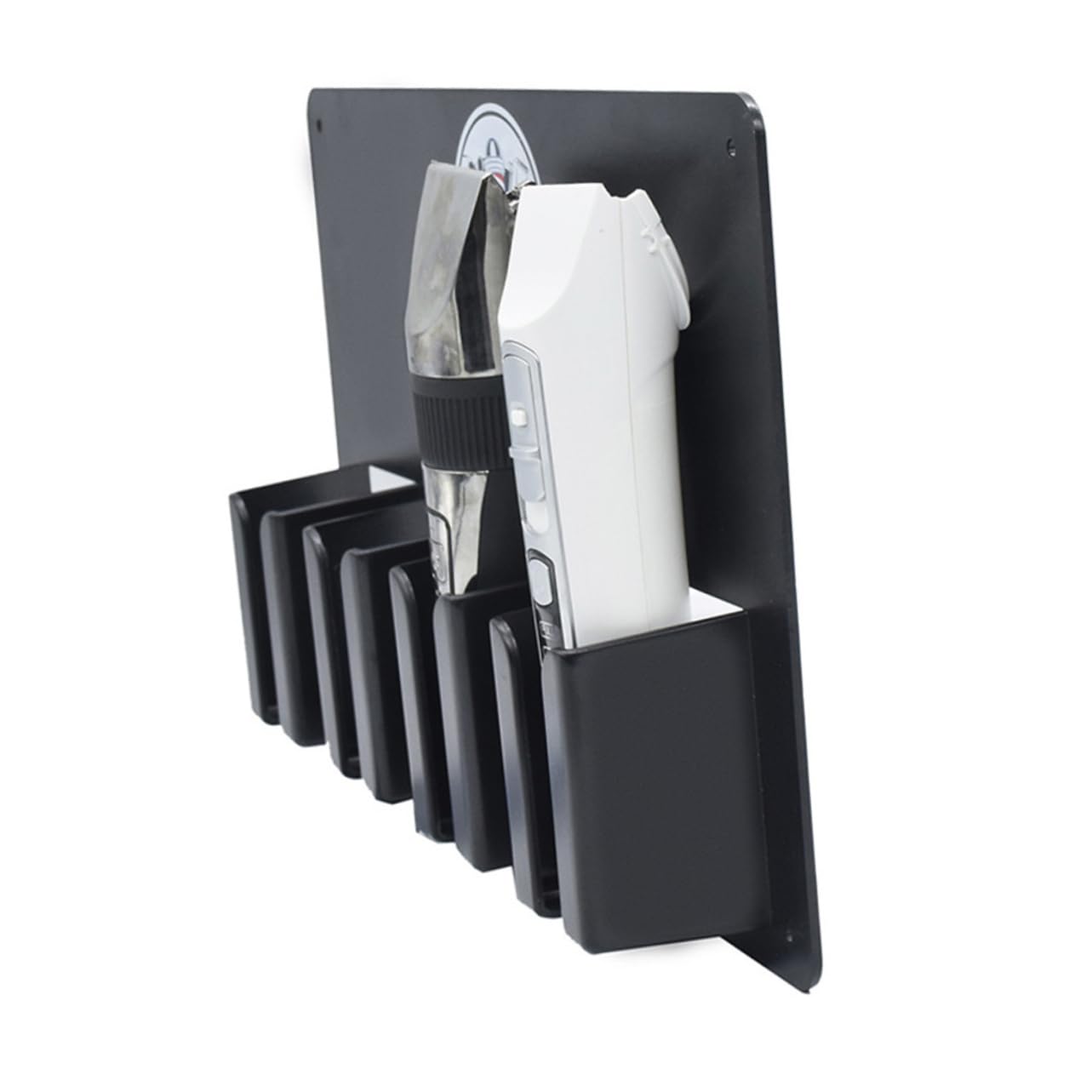 EXCEART Wall Hair Clipper Holder Wall-Mounted Organizer Rack with Multi-Slot Storage for Hair Clippers Scissors and Combs Space-Saving Salon and Home Styling Tool Bracket 11.81X7.87X1.96In