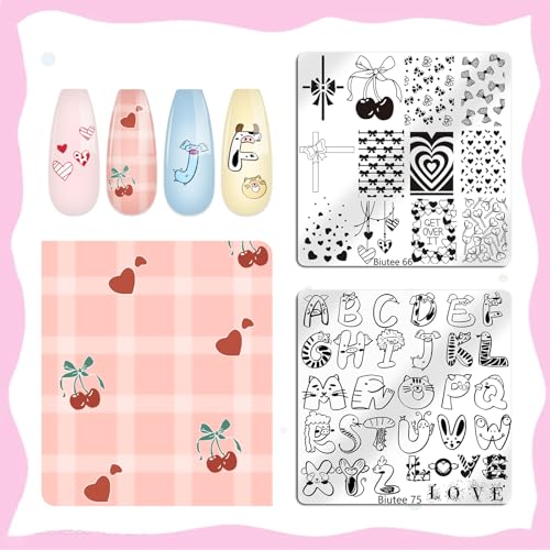 Biutee 19-Piece Nail Stamping Kit with 15 Plates, Stamper & Accessories