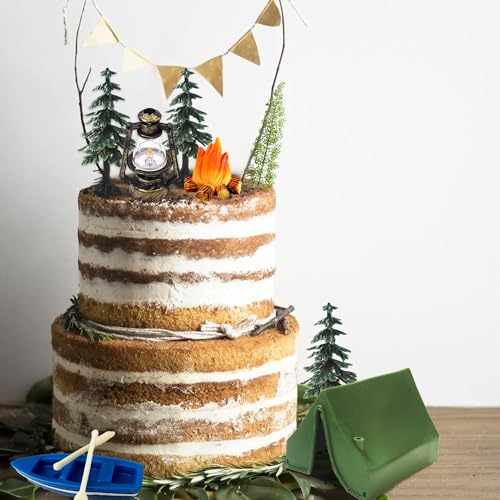 Camping Cake Decorations Set - 9 Forest Themed Toppers