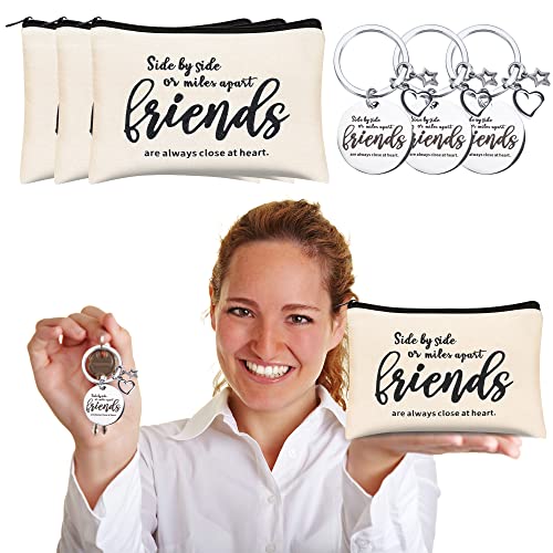 Friend Appreciation Gift Set - 6 Cosmetic Bags & 6 Keychains, Travel Organization for Women