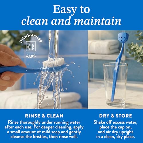 Tongue Cleaner Brush for Adults - Soft Bristle Tongue Scraper with Cap