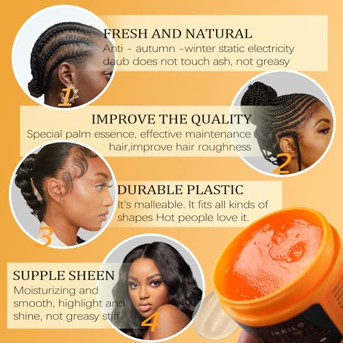 Joyeee Extreme Hold Braiding Gel 8oz - Yellow, Strong Style Control for Braids & Locs