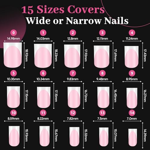 60Pcs Light Pink French Tip Press On Nails & Toenails Set