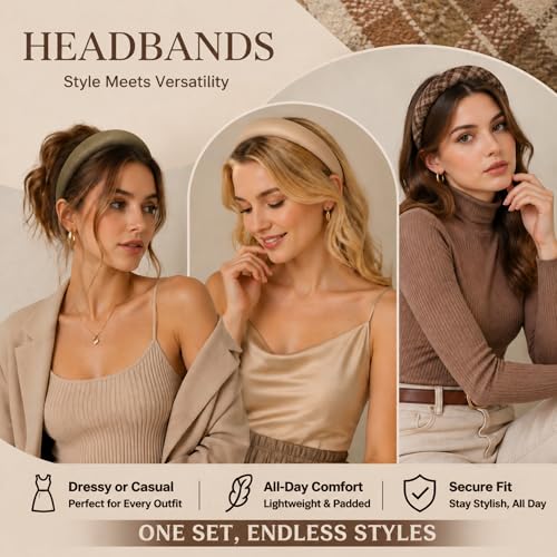 5-Piece Wide Knit Headband Set for Women - Soft & Non-Slip Hair Accessories