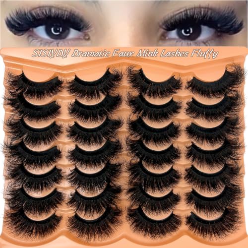 SISIYDY 20mm Volume Dramatic D Curl Faux Mink Eyelashes | 14 Pairs