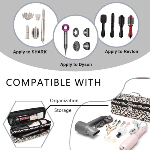 ARLMEGOR Leopard Print Double-Layer Travel Case for Revlon One-Step Hair Dryer