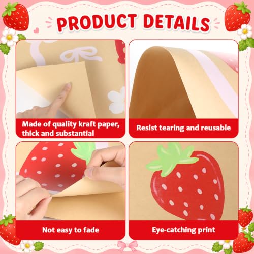 Strawberry Birthday Backdrop Banner - 39x24.5 Inch Berry Decor