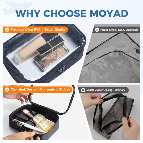 Moyad TSA Approved Clear Toiletry Bag - Black 3 Pack Travel Bags
