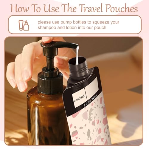 ANNGO 18-Pack TSA Approved Travel Pouches - Leakproof 3oz Bags for Toiletries (Pink)