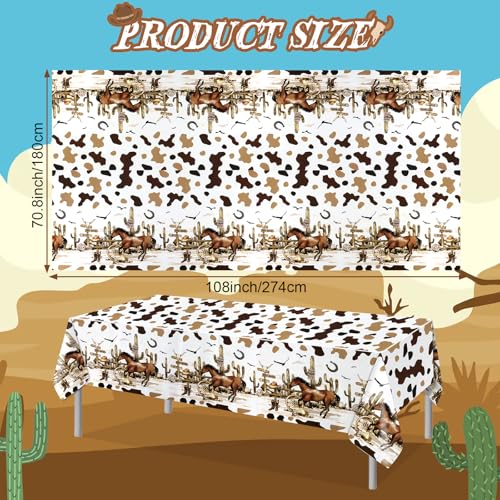 PHOGARY Cowboy Tablecloths - 6 Pack Disposable Plastic 71x42in Party Decorations
