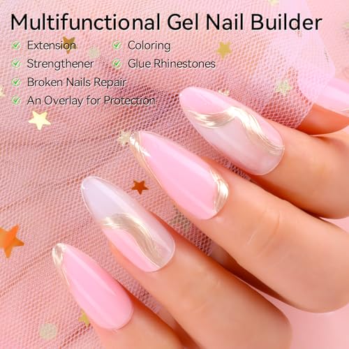Makartt Poly Nail Gel Kit - 6 Clear Nude Pink Colors for Nail Extensions