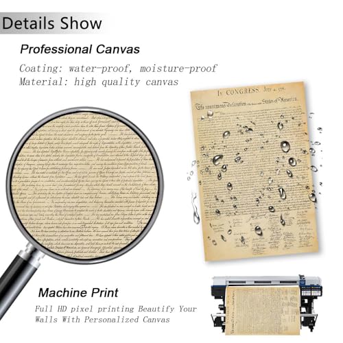 Vintage Declaration of Independence Canvas Wall Art - 12x18 Unframed