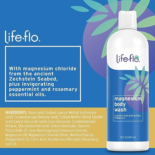 LIFE-FLO Magnesium Body Wash with Peppermint & Rosemary Oil, 16oz
