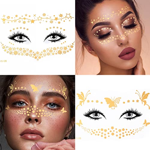 Uranian Fairy Style Gold Freckle & Face Tattoo Stickers Set 1 for Women