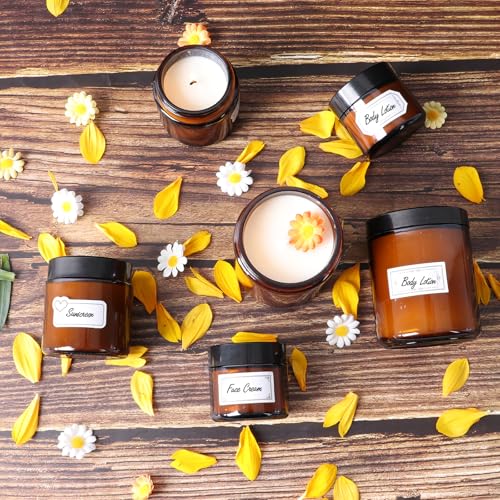 Amber 2oz Glass Cosmetic Jars with Lids - 3 Pack, Leak-Proof, Reusable Travel Containers