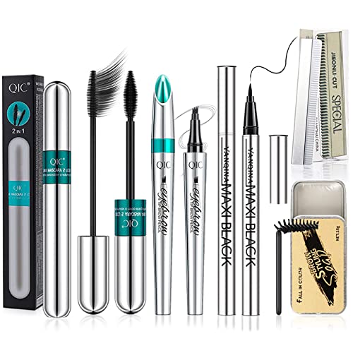 Vibely 5-Piece Eyelash & Eyebrow Makeup Set - Waterproof Mascara, Eyeliner & More