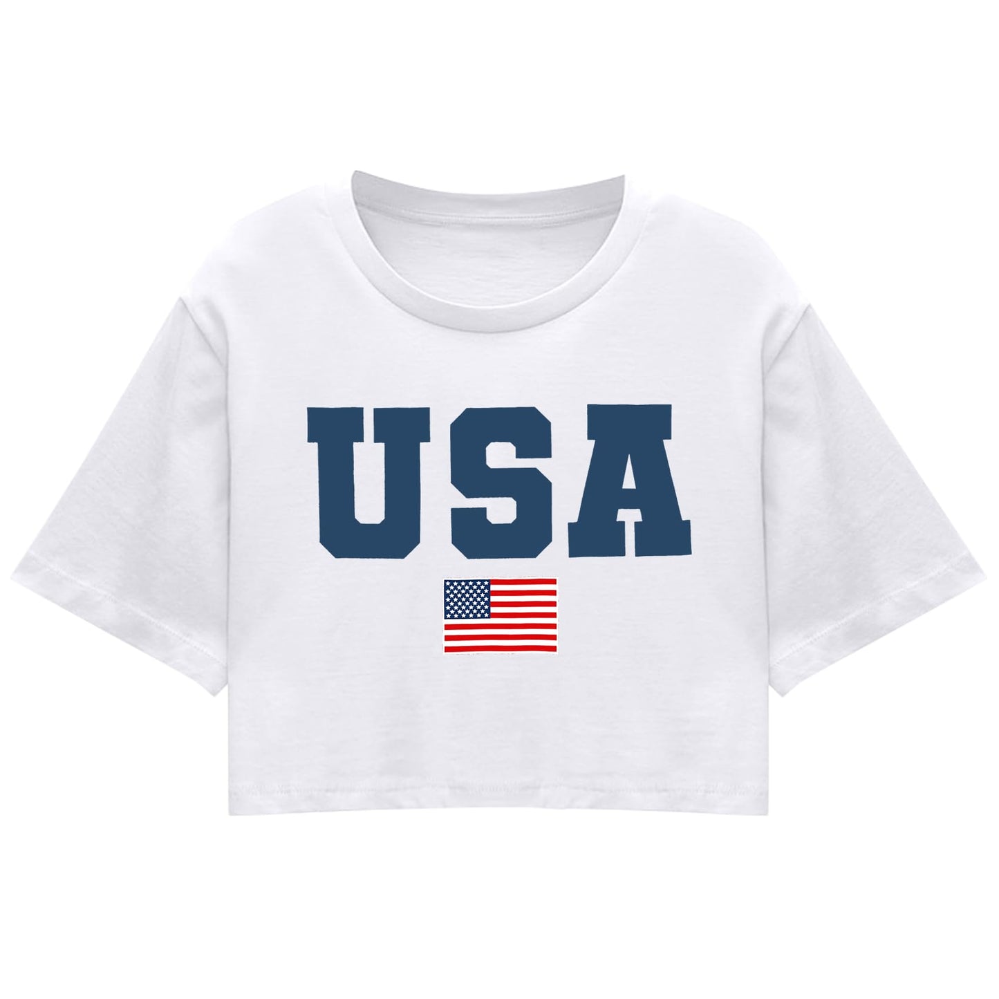 American Flag Crop Tops Women USA Crop Shirt Patriotic 4th of July Tee Memorial Day Tshirt Girls Crop Tops