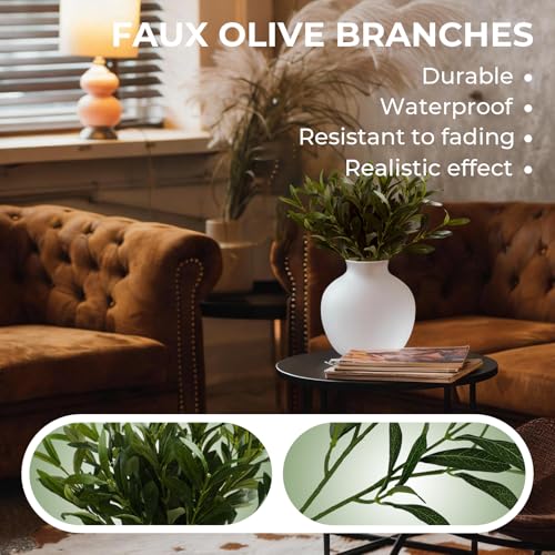 20 Pcs Faux Olive Tree Branches - 10" Tall Artificial Leaves for Home Decor & DIY