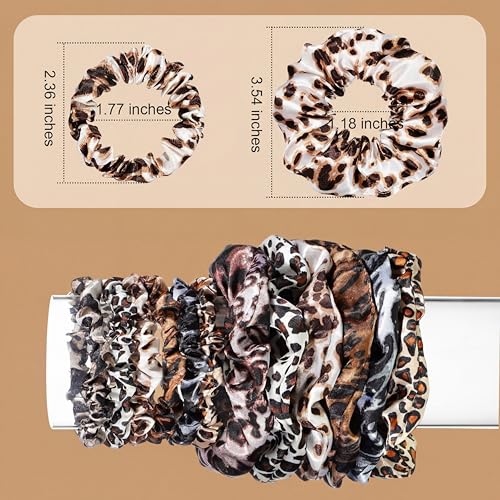 Willbond 24 Pcs Bright Colors Leopard Satin Hair Scrunchies