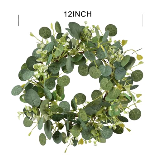 12'' Green Eucalyptus Wreath with Berries for Home Decor