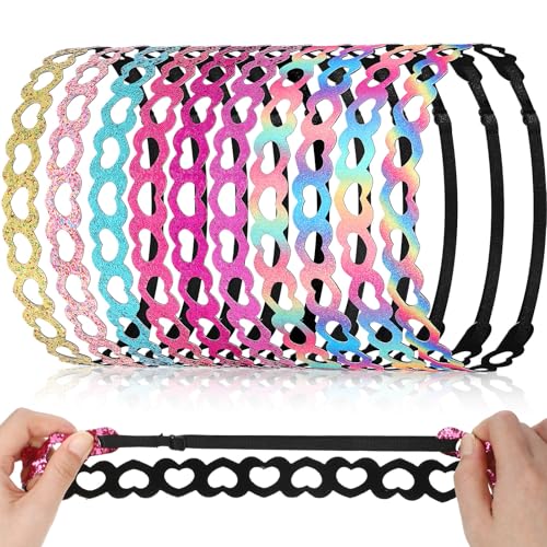 WILLBOND 10 Pcs Glitter Elastic Headbands, Non-Slip Stretchy Hair Bands