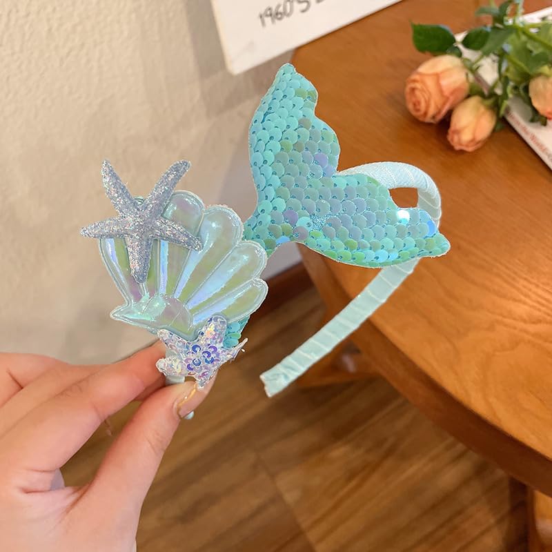 Mermaid Headband with Glitter Seashells and Starfish for Girls Women - Party Costume Accessory