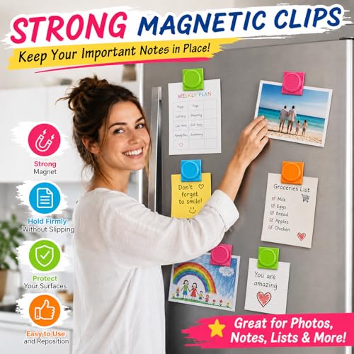 20 Pack Colorful Magnetic Clips for Refrigerator & Whiteboard