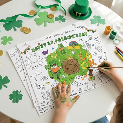 St. Patrick's Day Coloring Placemats - 45 Disposable Activity Mats for Kids