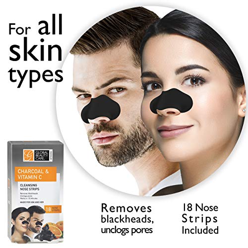 Global Beauty Care Charcoal & Vitamin C Nose Strips - Deep Cleansing Pore Patches, 18 Count (Variation: Charcoal-Vit C -2)