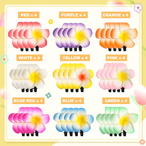 WILLBOND 36 Pcs Hawaiian Flower Hair Clips - Faux Plumeria Pins for Weddings & Luau Parties