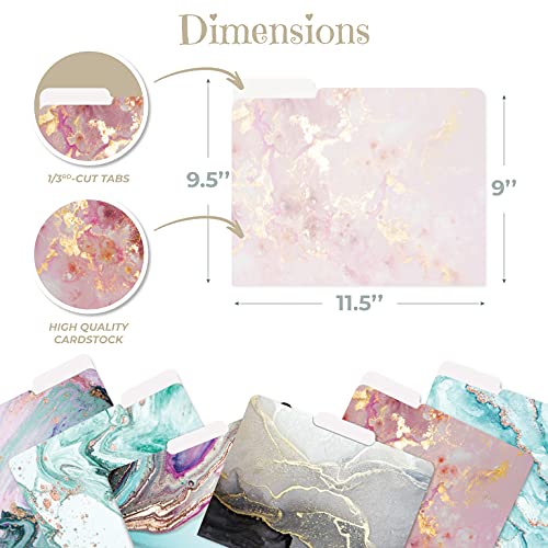 Decorative File Folders - 12 Pack Marble Designs, Letter Size